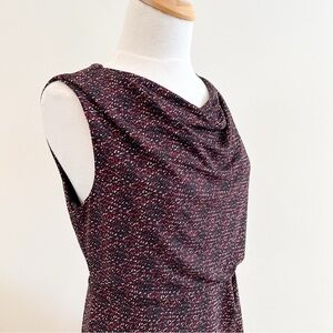 Ann Taylor Drape Neck Print Sleeveless Dress Petite Size 10